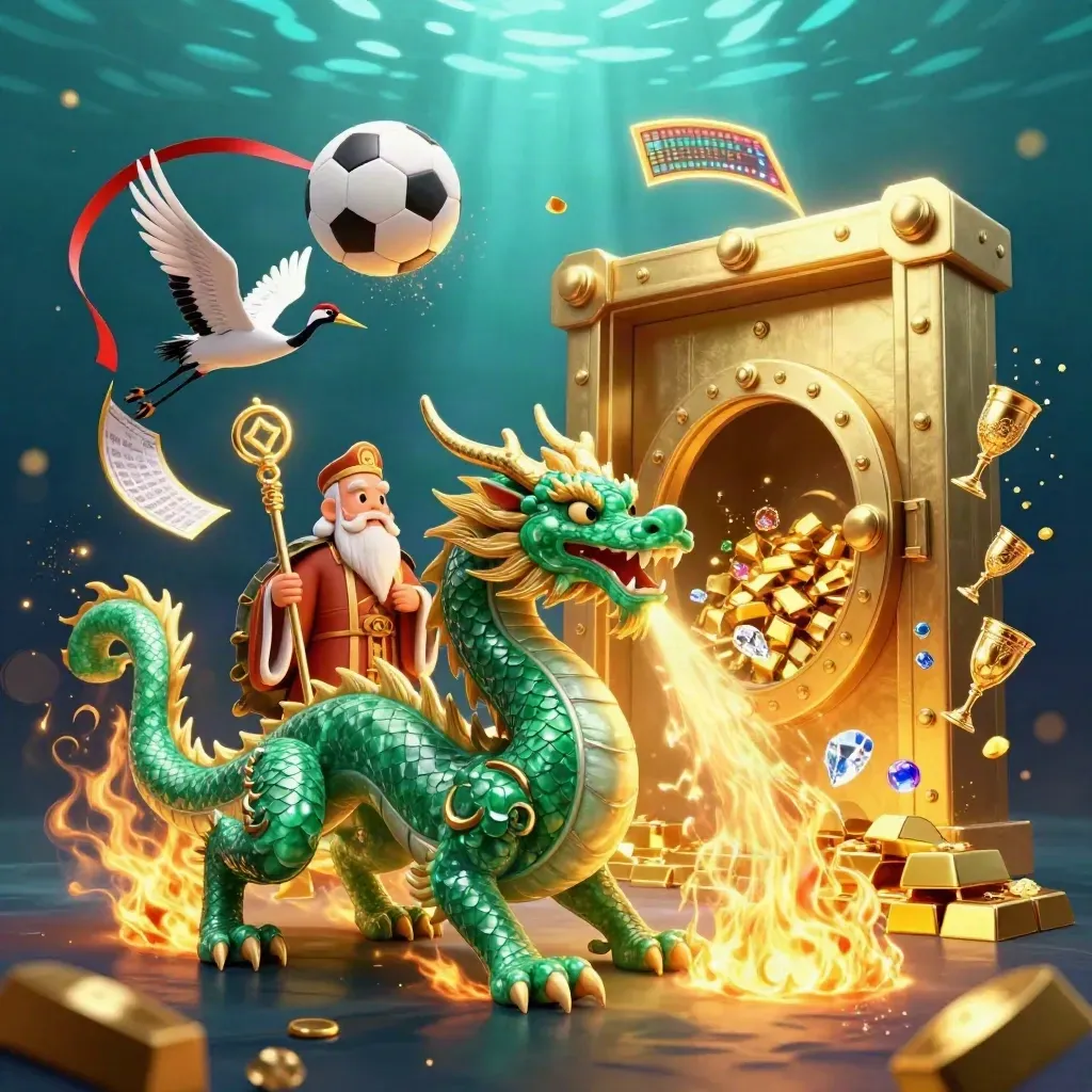 Dragon, turtle sage, cranes, vault treasure and sports balls in a luxury casino burst.